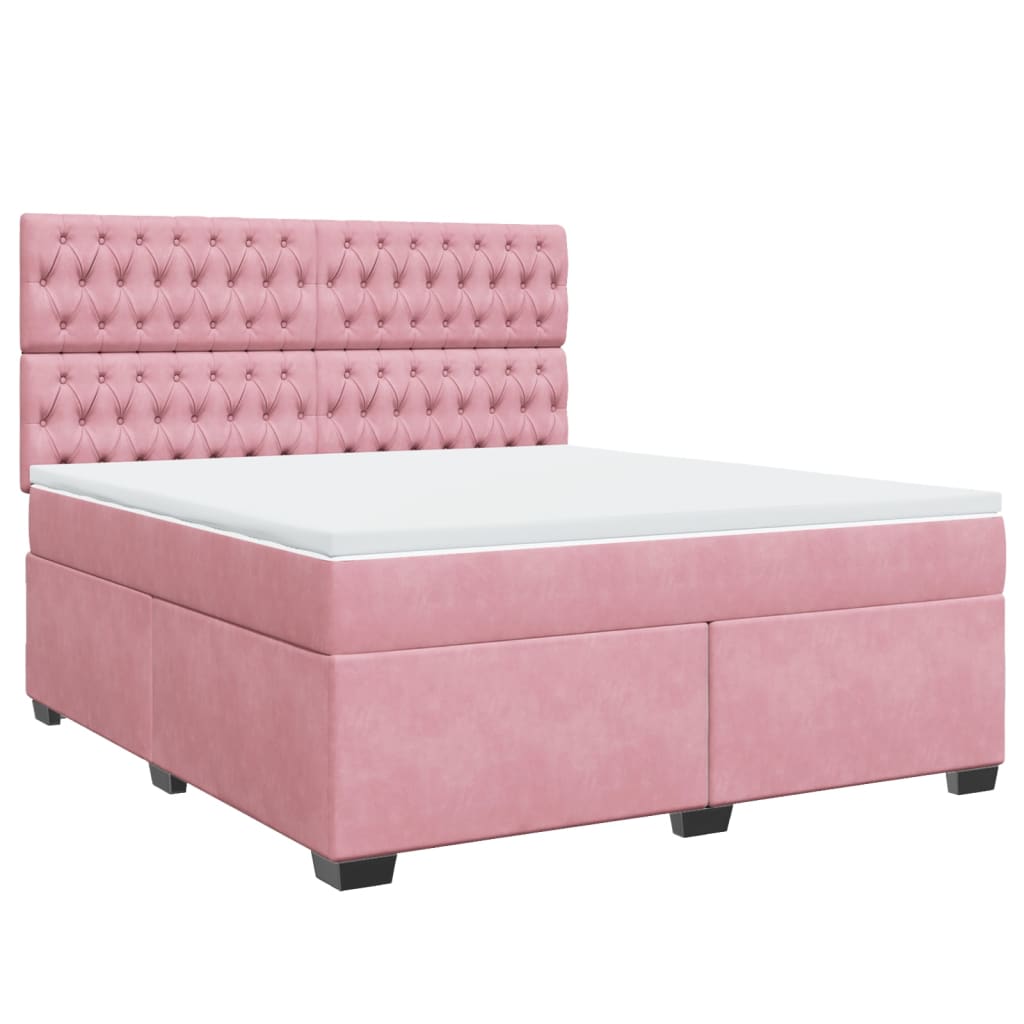 Boxspringbett mit Matratze Rosa 180x200 cm Samt