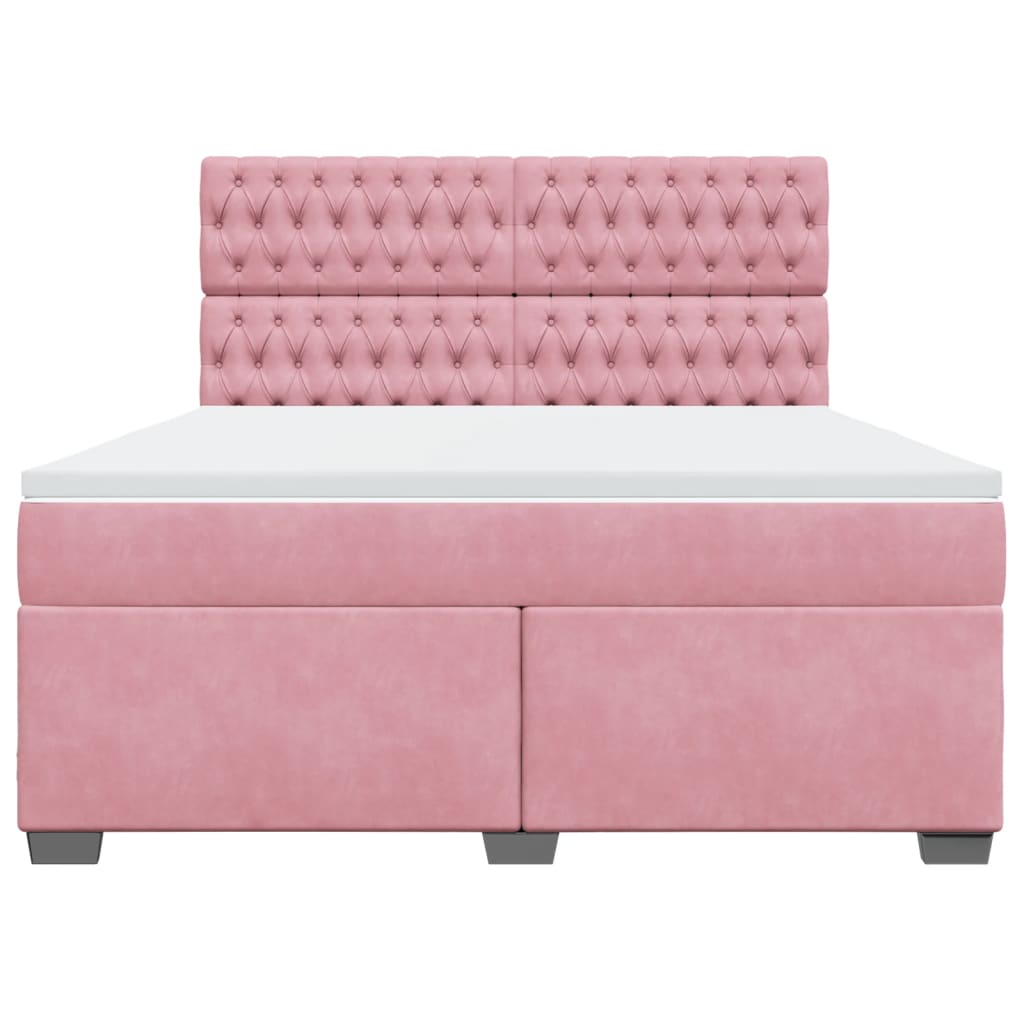 Boxspringbett mit Matratze Rosa 180x200 cm Samt