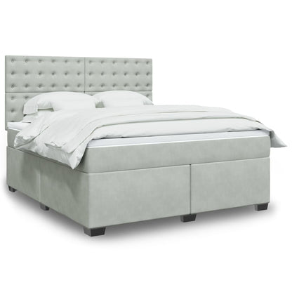 Boxspringbett mit Matratze Hellgrau 180x200 cm Samt