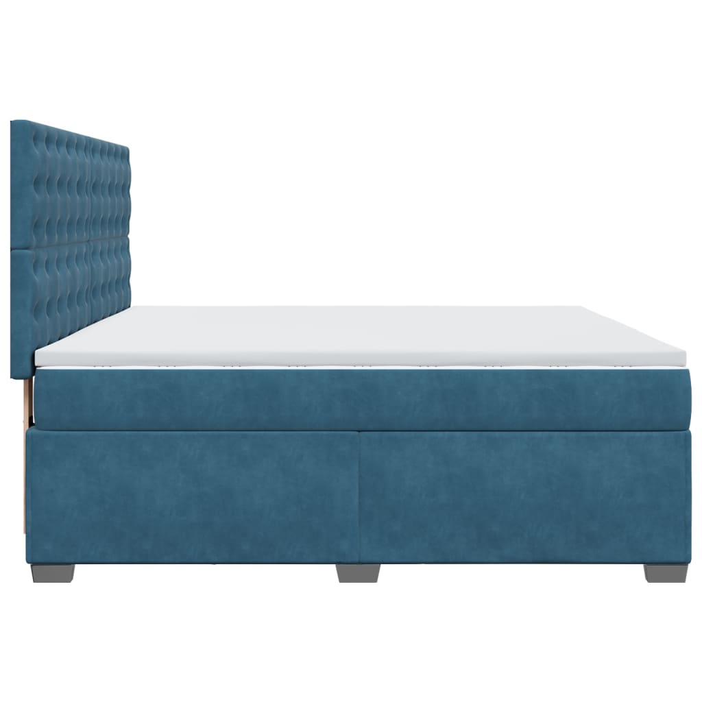 Boxspringbett mit Matratze Blau 180x200 cm Samt