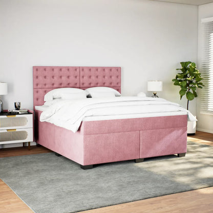 Boxspringbett mit Matratze Rosa 180x200 cm Samt