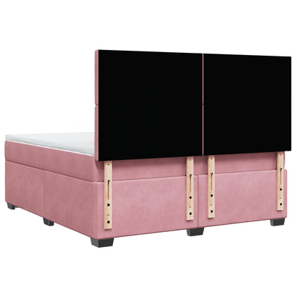 Boxspringbett mit Matratze Rosa 180x200 cm Samt