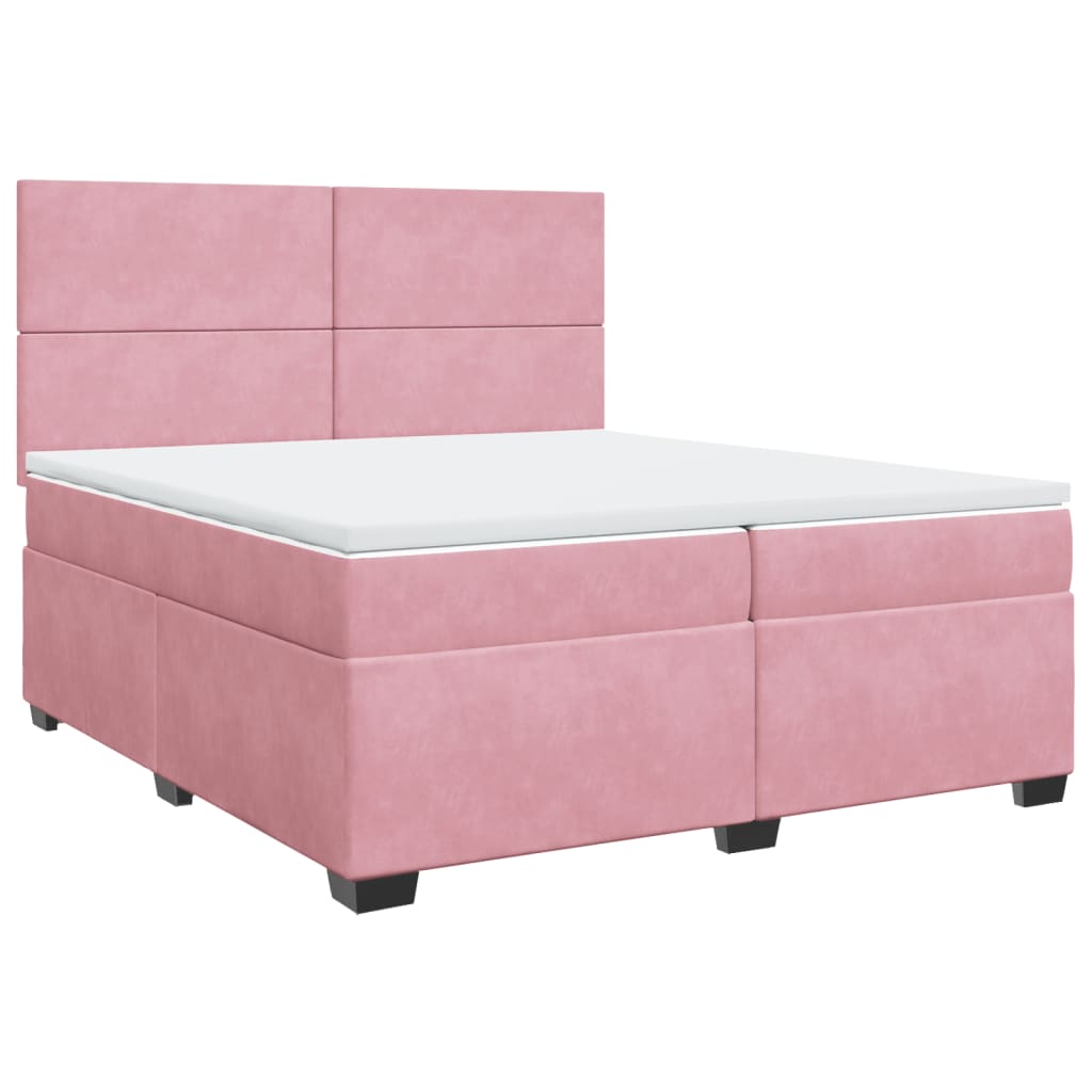 Boxspringbett mit Matratze Rosa 200x200 cm Samt