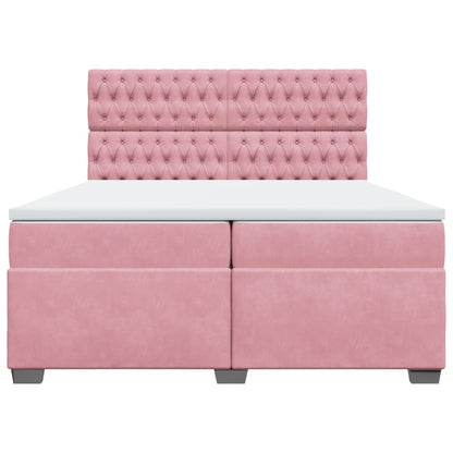 Boxspringbett mit Matratze Rosa 200x200 cm Samt