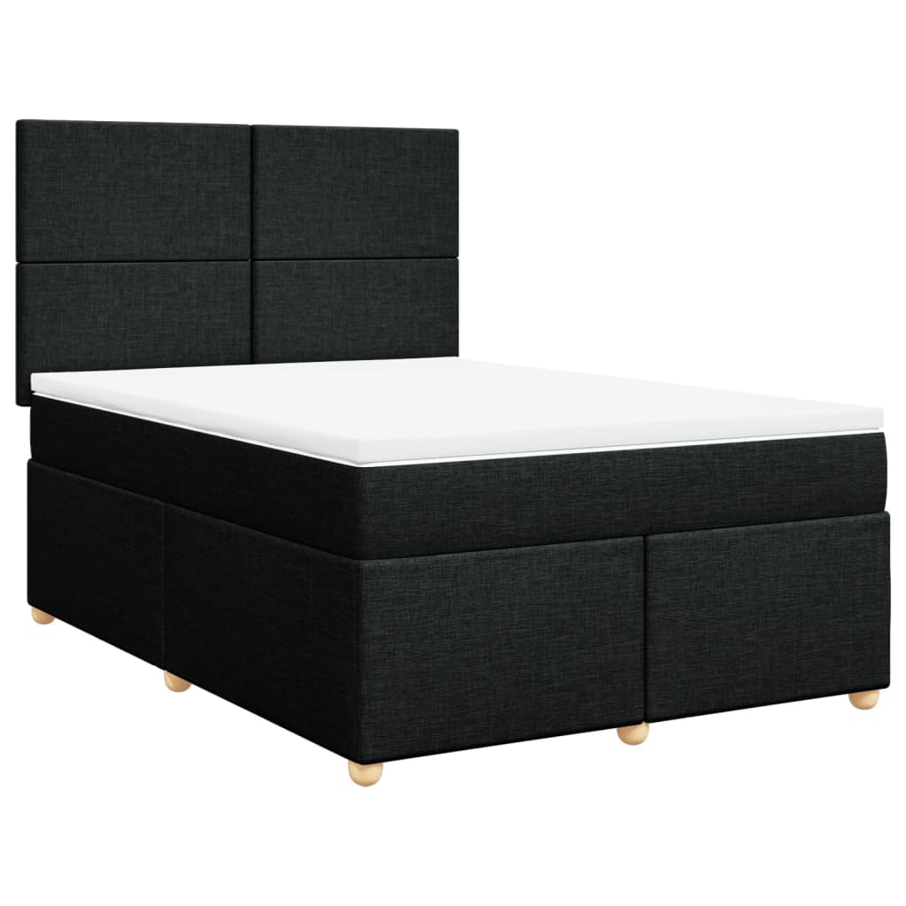 Boxspringbett mit Matratze Schwarz 140x200 cm Stoff