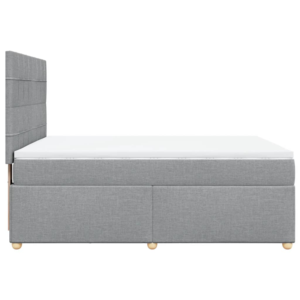 Boxspringbett mit Matratze Hellgrau 140x200 cm Stoff