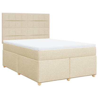 Boxspringbett mit Matratze Creme 140x200 cm Stoff