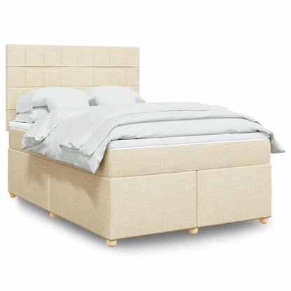 Boxspringbett mit Matratze Creme 140x200 cm Stoff