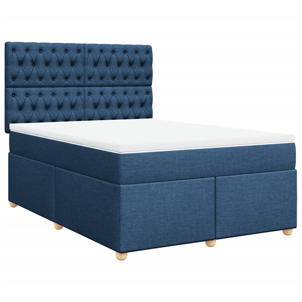 Boxspringbett mit Matratze Blau 140x200 cm Stoff