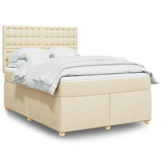 Boxspringbett mit Matratze Creme 140x200 cm Stoff