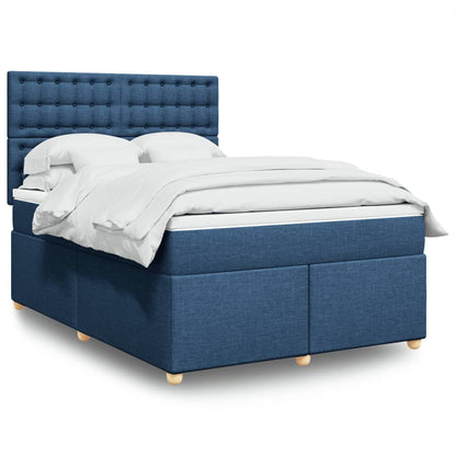 Boxspringbett mit Matratze Blau 140x200 cm Stoff