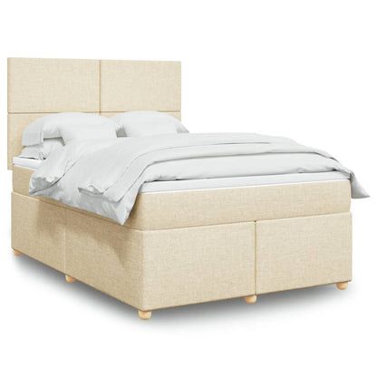 Boxspringbett mit Matratze Creme 160x200 cm Stoff