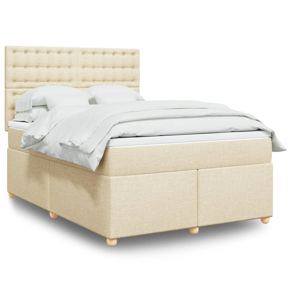 Boxspringbett mit Matratze Creme 160x200 cm Stoff