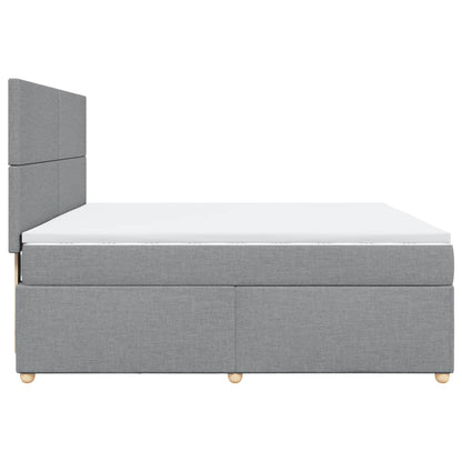 Boxspringbett mit Matratze Hellgrau 180x200 cm Stoff