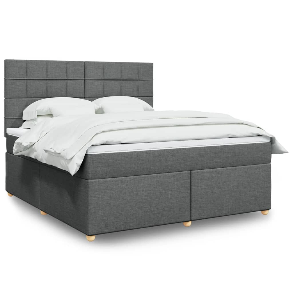 Boxspringbett mit Matratze Dunkelgrau 180x200 cm Stoff