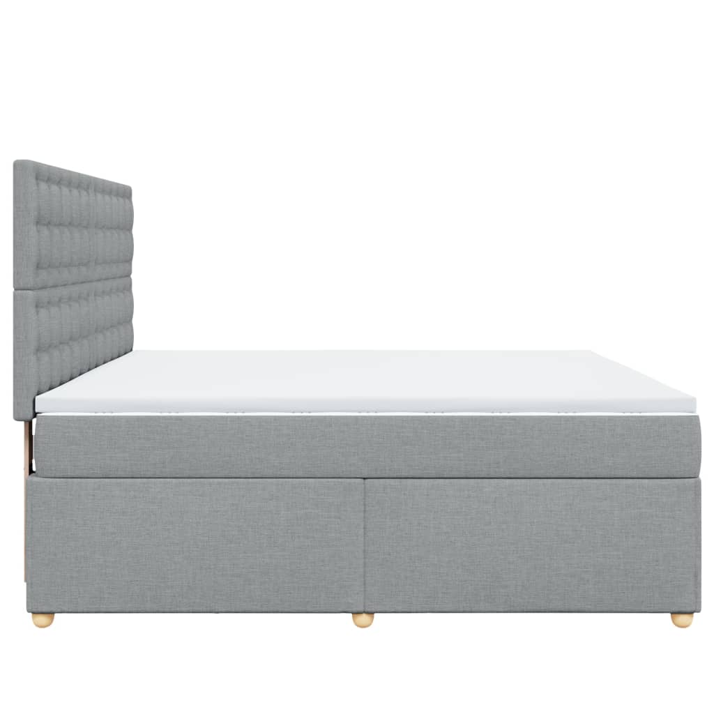 Boxspringbett mit Matratze Hellgrau 180x200 cm Stoff