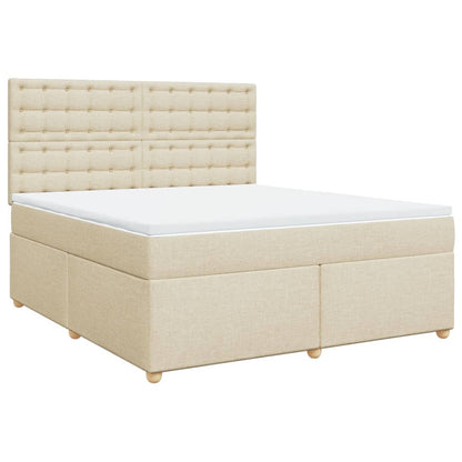 Boxspringbett mit Matratze Creme 180x200 cm Stoff