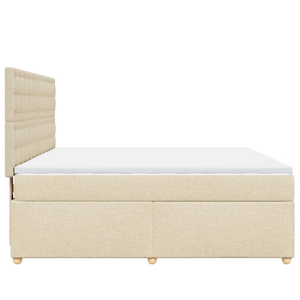 Boxspringbett mit Matratze Creme 180x200 cm Stoff