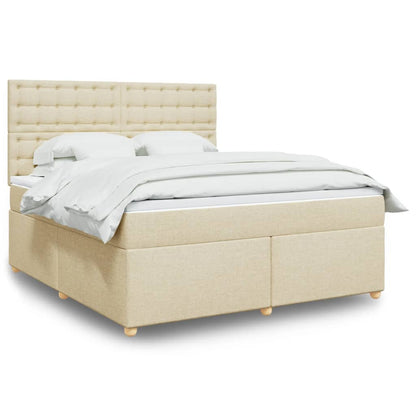 Boxspringbett mit Matratze Creme 180x200 cm Stoff