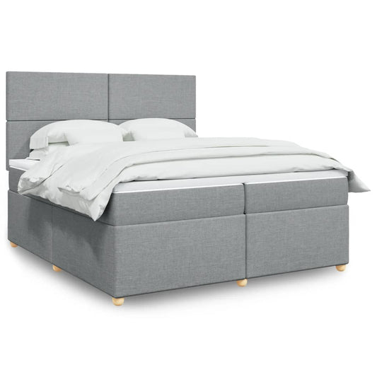 Boxspringbett mit Matratze Hellgrau 200x200 cm Stoff