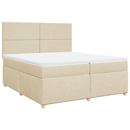 Boxspringbett mit Matratze Creme 200x200 cm Stoff