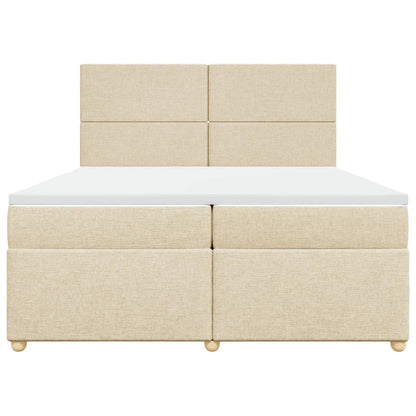 Boxspringbett mit Matratze Creme 200x200 cm Stoff