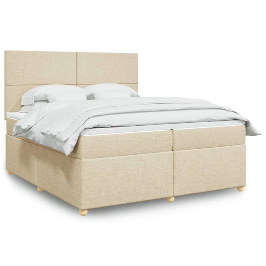 Boxspringbett mit Matratze Creme 200x200 cm Stoff