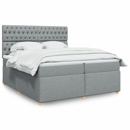 Boxspringbett mit Matratze Hellgrau 200x200 cm Stoff