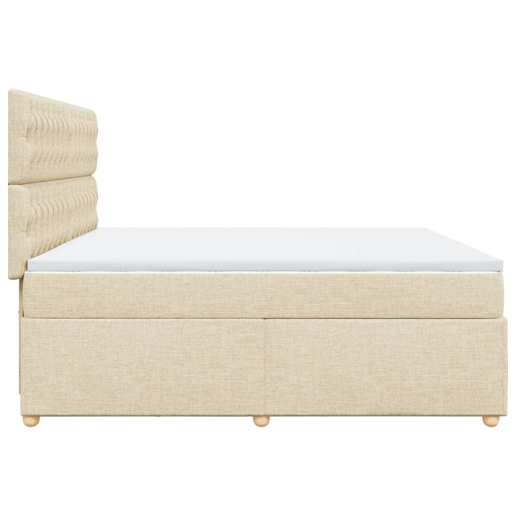 Boxspringbett mit Matratze Creme 200x200 cm Stoff