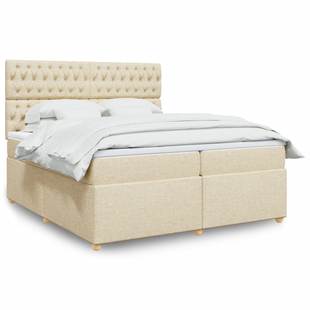 Boxspringbett mit Matratze Creme 200x200 cm Stoff