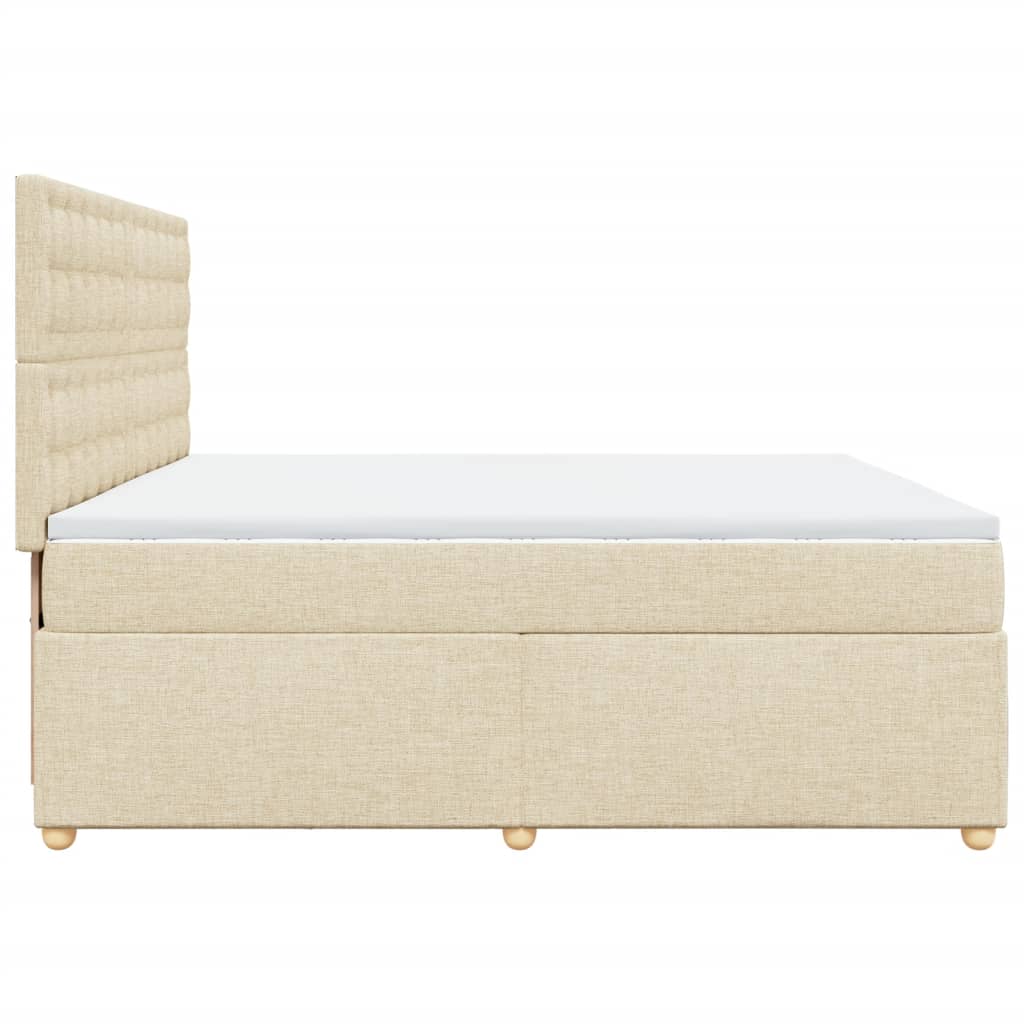 Boxspringbett mit Matratze Creme 200x200 cm Stoff