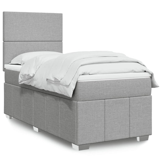 Boxspringbett mit Matratze Hellgrau 90x200 cm Stoff