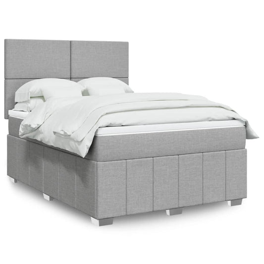 Boxspringbett mit Matratze Hellgrau 140x200 cm Stoff