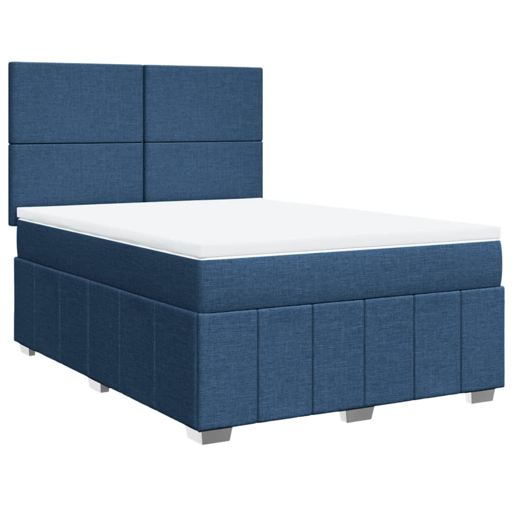 Boxspringbett mit Matratze Blau 140x200 cm Stoff