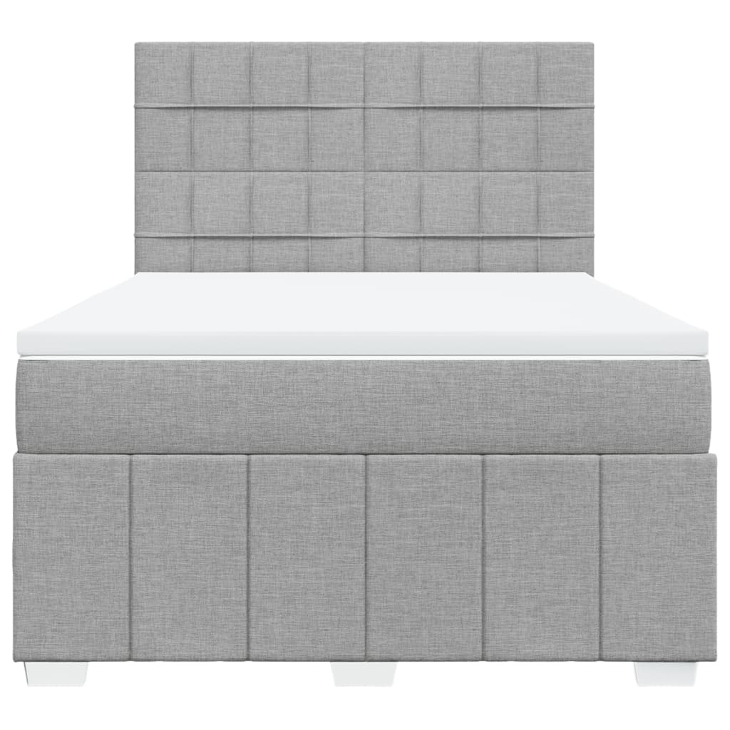 Boxspringbett mit Matratze Hellgrau 140x200 cm Stoff