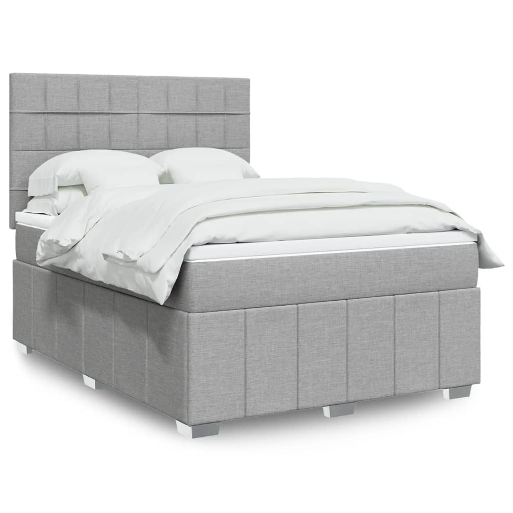 Boxspringbett mit Matratze Hellgrau 140x200 cm Stoff