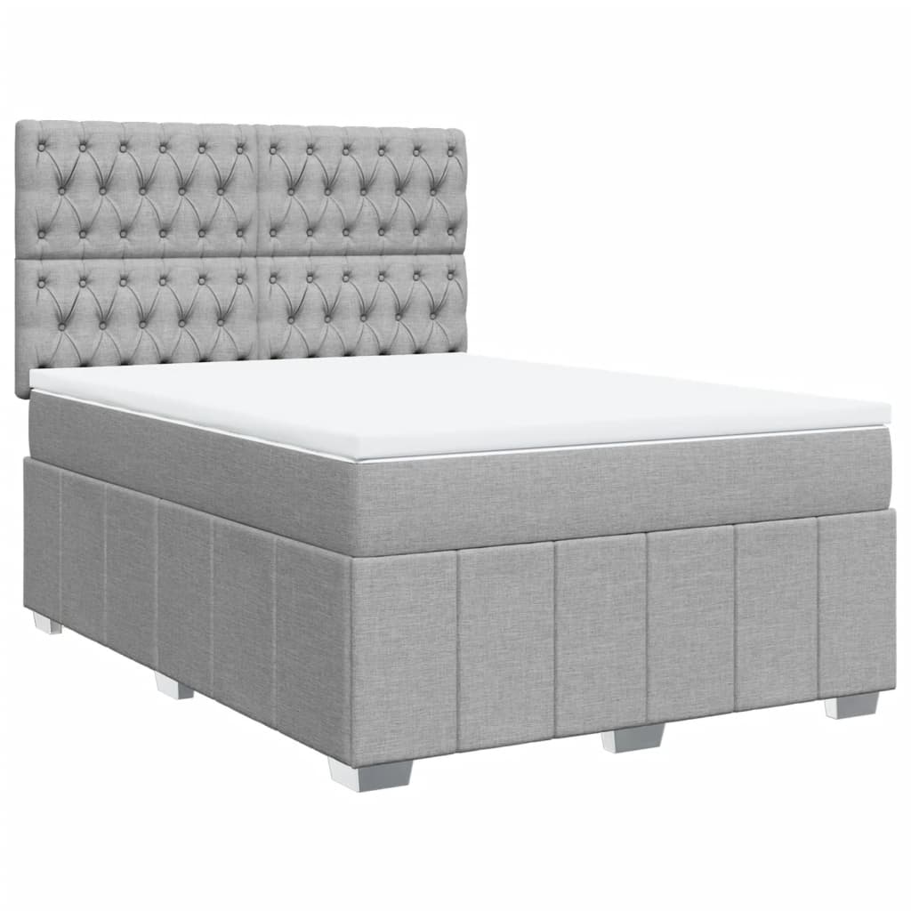 Boxspringbett mit Matratze Hellgrau 140x200 cm Stoff