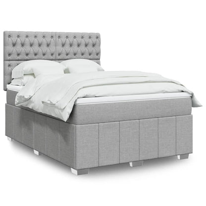 Boxspringbett mit Matratze Hellgrau 140x200 cm Stoff