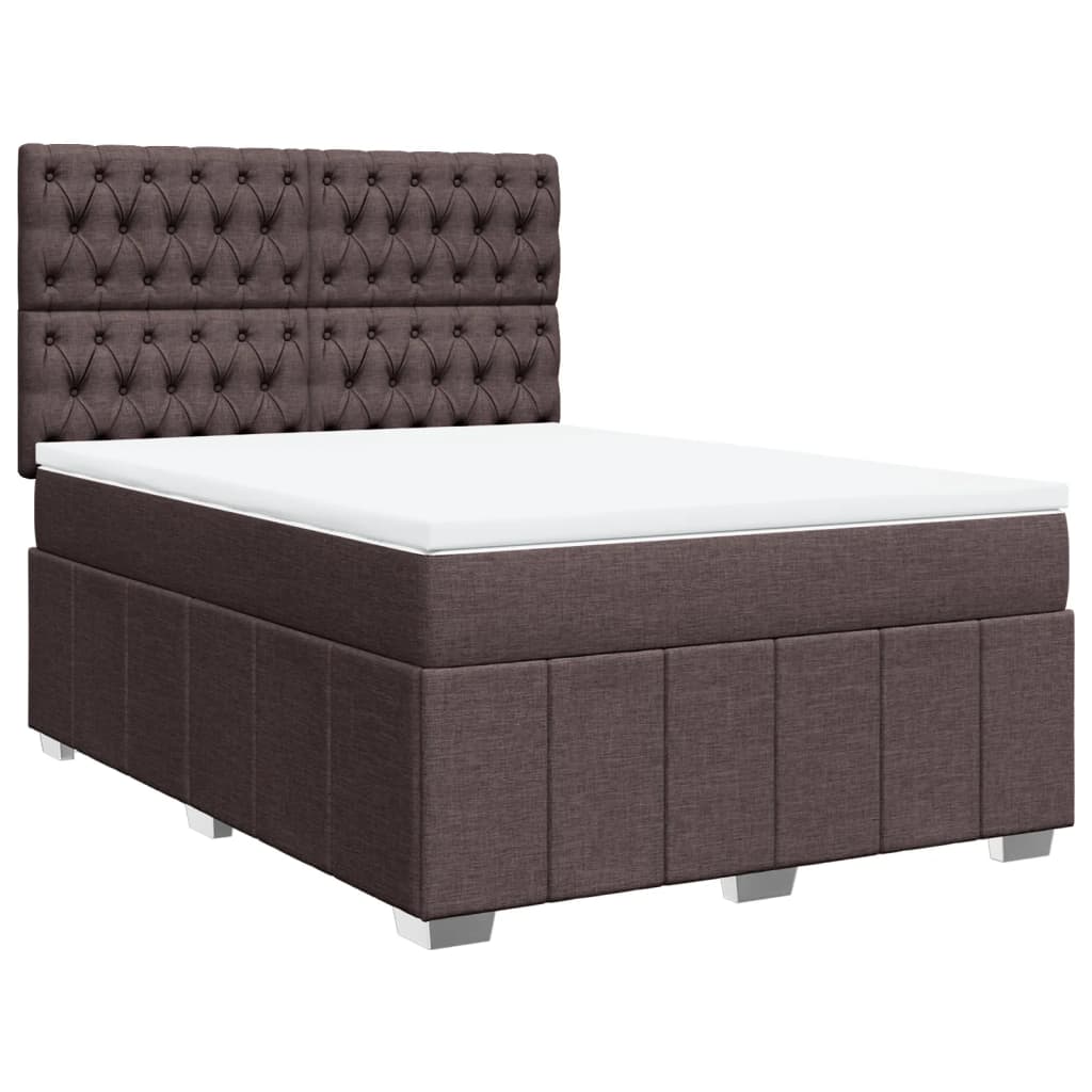 Boxspringbett mit Matratze Dunkelbraun 140x200 cm Stoff