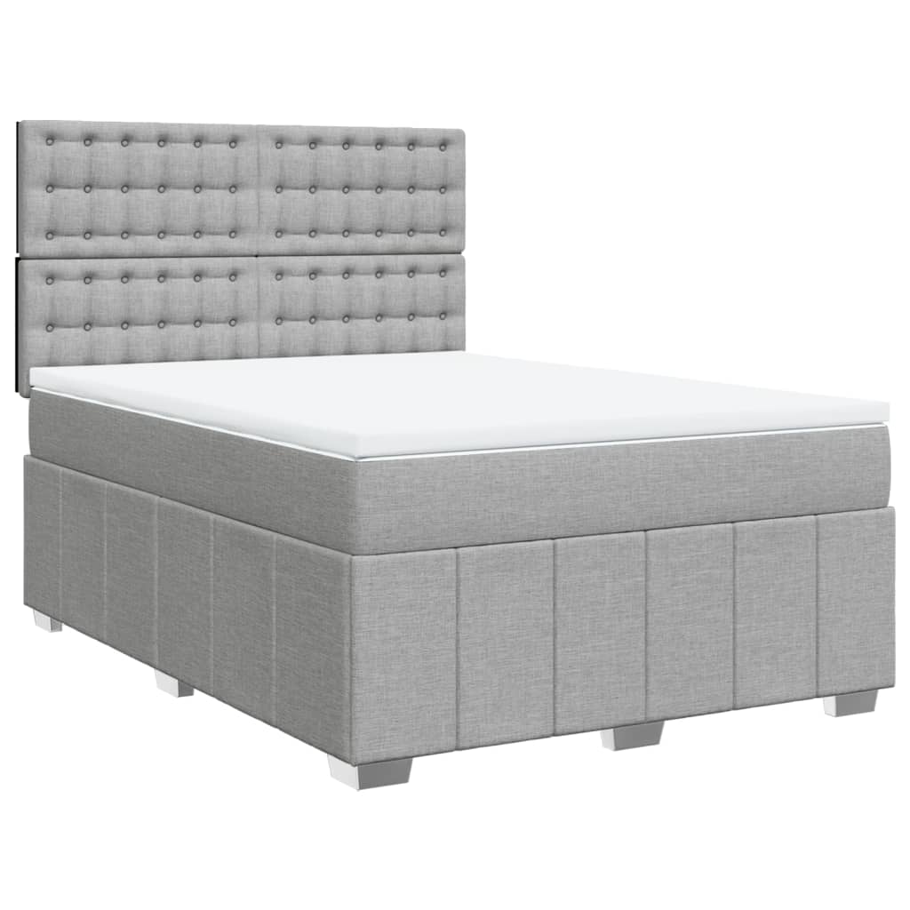 Boxspringbett mit Matratze Hellgrau 140x200 cm Stoff