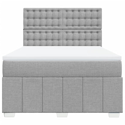 Boxspringbett mit Matratze Hellgrau 140x200 cm Stoff