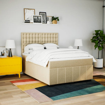 Boxspringbett mit Matratze Creme 140x200 cm Stoff