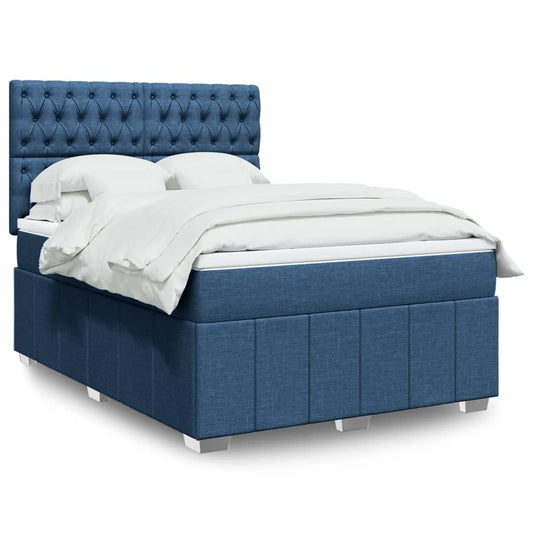 Boxspringbett mit Matratze Blau 160x200 cm Stoff