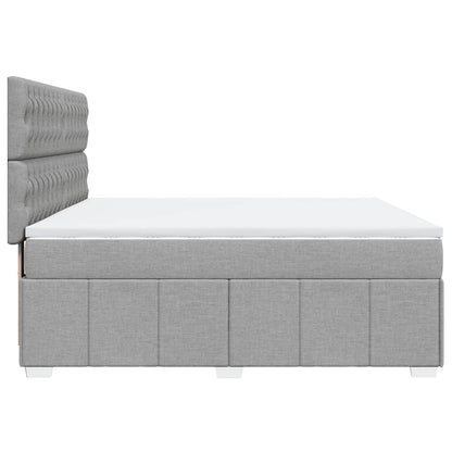 Boxspringbett mit Matratze Hellgrau 180x200 cm Stoff