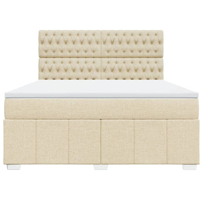 Boxspringbett mit Matratze Creme 180x200 cm Stoff