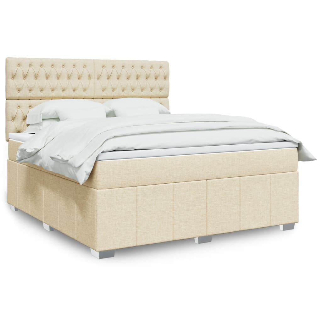 Boxspringbett mit Matratze Creme 180x200 cm Stoff