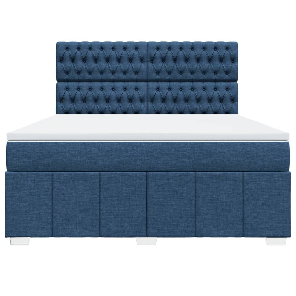 Boxspringbett mit Matratze Blau 180x200 cm Stoff