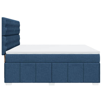 Boxspringbett mit Matratze Blau 180x200 cm Stoff