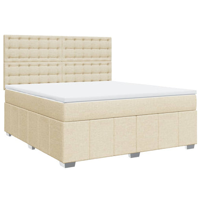 Boxspringbett mit Matratze Creme 180x200 cm Stoff