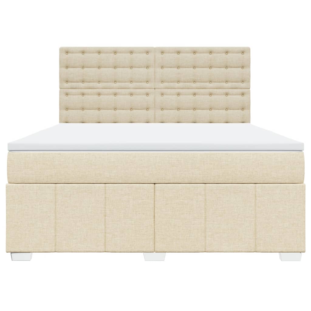 Boxspringbett mit Matratze Creme 180x200 cm Stoff